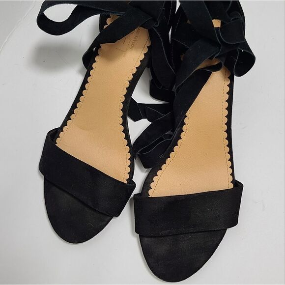 LOFT Lace Up Black Open Toe Sandals Size 8 - Picture 3 of 8